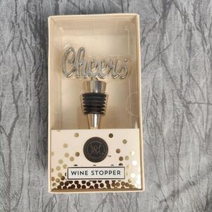 Modern Expressions "Cheers" Wine Bottle Stopper Silver Metallic New